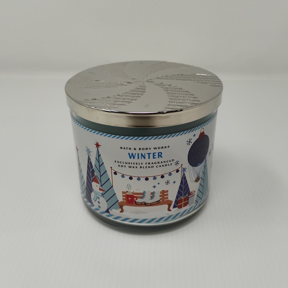 Bath & Body Works WINTER 3-Wick Candle Soy Wax Blend Large Blue Exclusive Scent